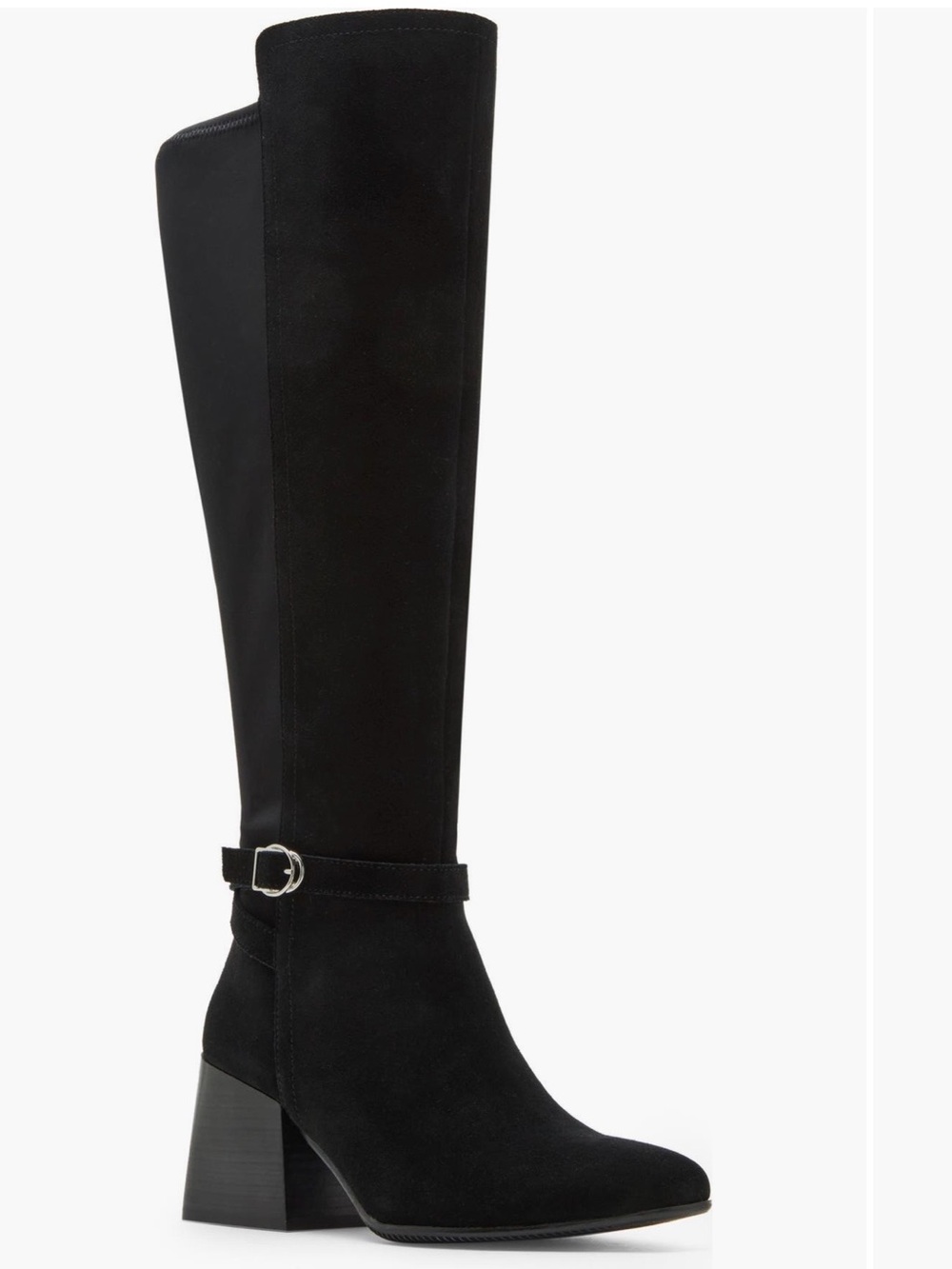 Blondo Black Suede Knee-High Block Heel Boots